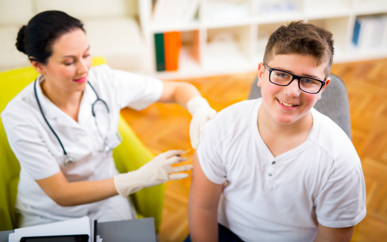 Boy Getting Flu Shot for Flu Prevention